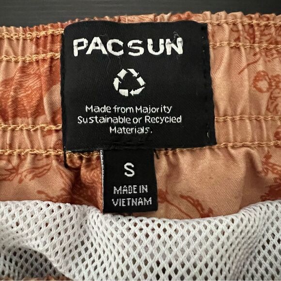 Pacsun Swim Shorts Mens Size Small Orange Flowers Trunks Board Beach Surf - Picture 8 of 12